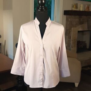 DCC Missy Purple Easy Care Stretch Quarter Sleeve Button Down